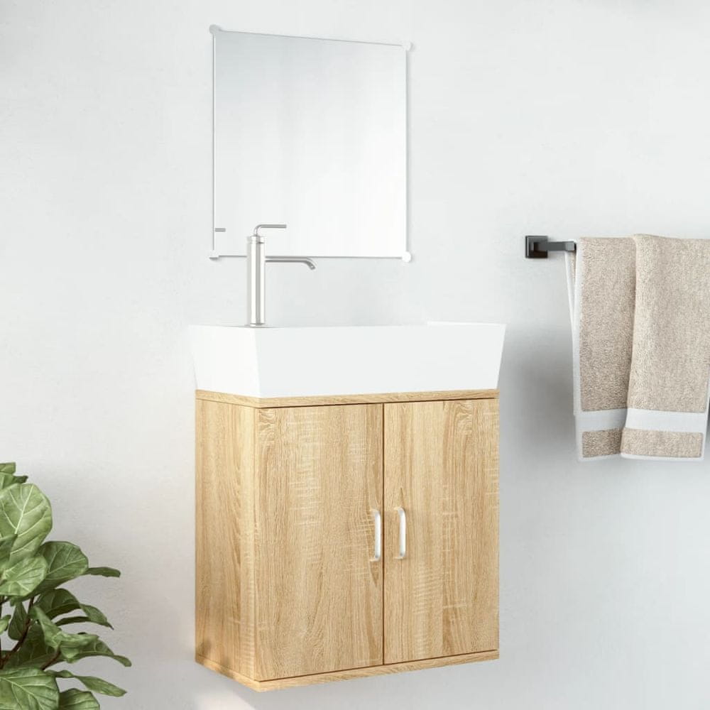 Vidaxl 2-dielna sada kúpeľňového nábytku dubová kompozitné drevo